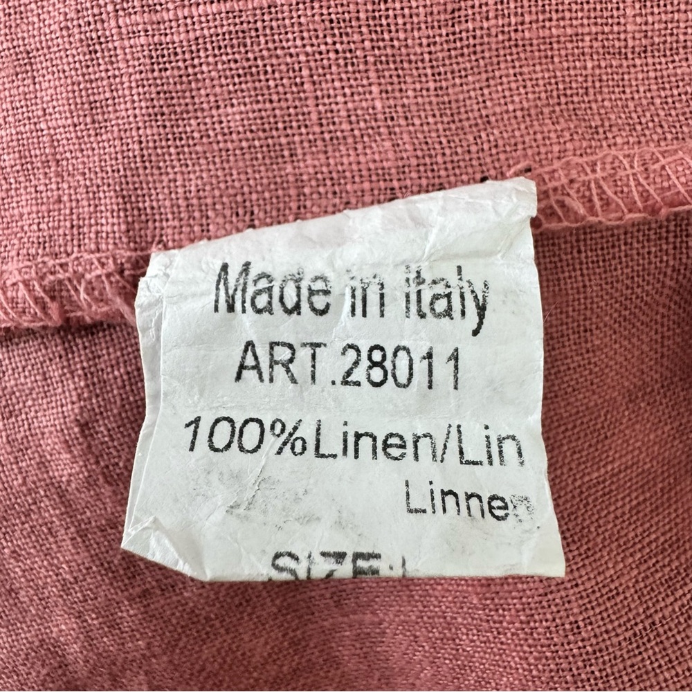 Lungo L'Arno 100% Linen Dress Womens Large Lagenlook Shift Pockets Rosette READ - Picture 10 of 14